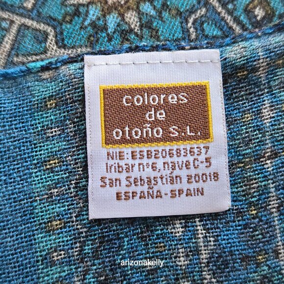 NWOT Woven Wool Scarf Blue Spain Colores de Otono - Picture 5 of 13
